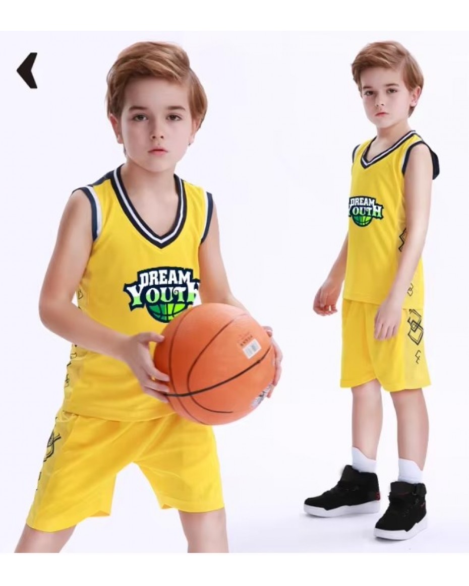 Children's Summer Breathable Fashion Latest Colorful Youth Basketball Clothes Set