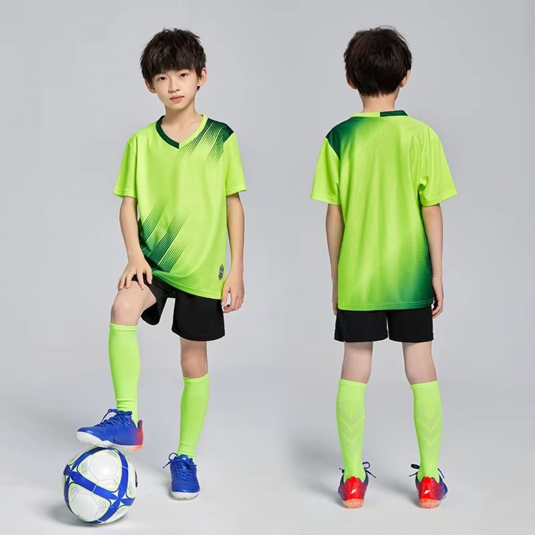New Kids Football Uniforms Boys Girls Soccer Jerseys Sets Youth Short Sleeve Kit Shorts Children Soccer Shirt Suit Sportswear