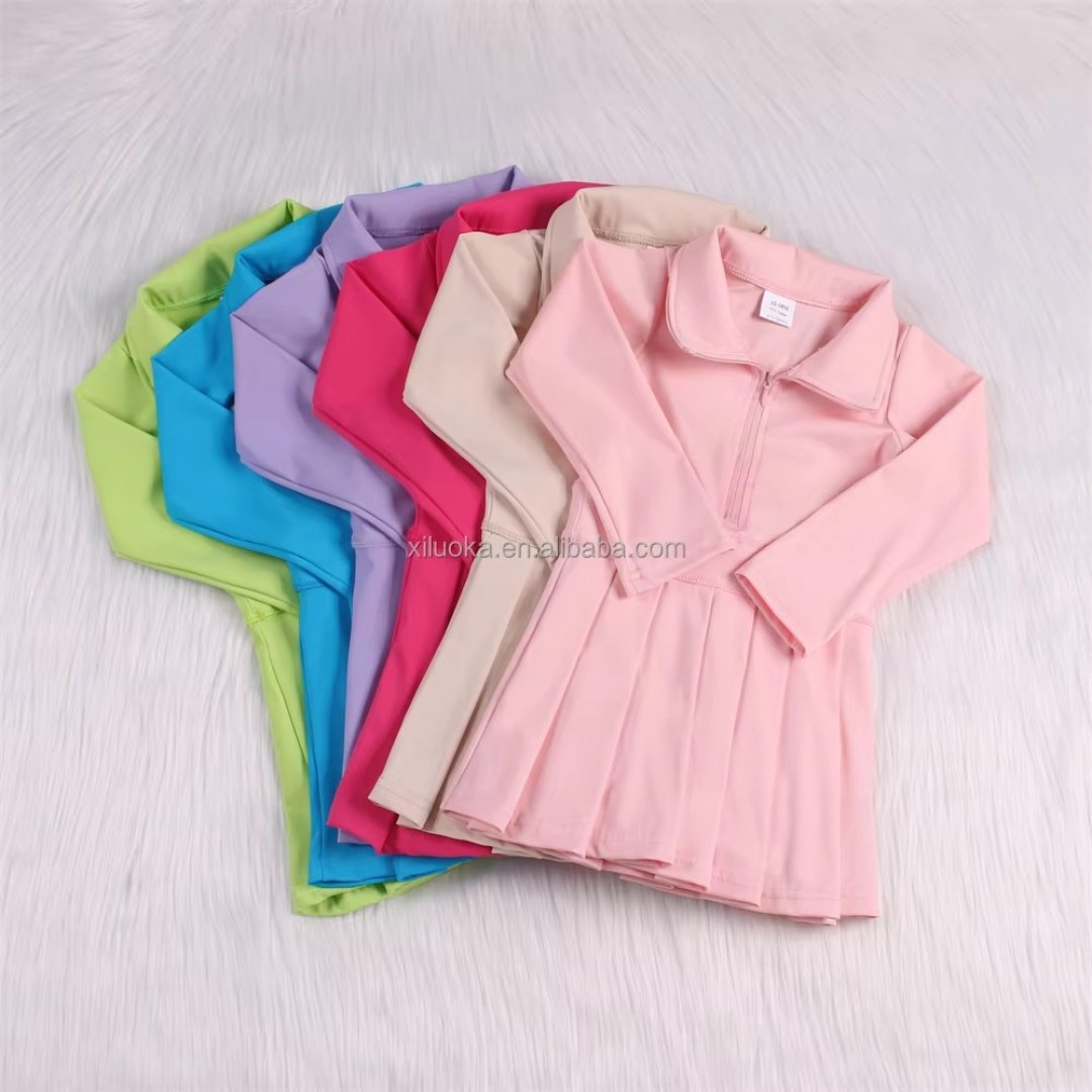 certifiedLong Sleeve Kids Girls Zipper Yoga Dress With Short Fall Winter Style Children Sportswear Plus Size Running Dancing Activewear Delivery by