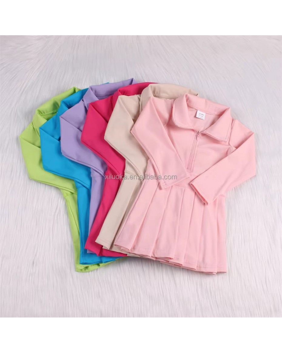 certifiedLong Sleeve Kids Girls Zipper Yoga Dress With Short Fall Winter Style Children Sportswear Plus Size Running Dancing Activewear Delivery by