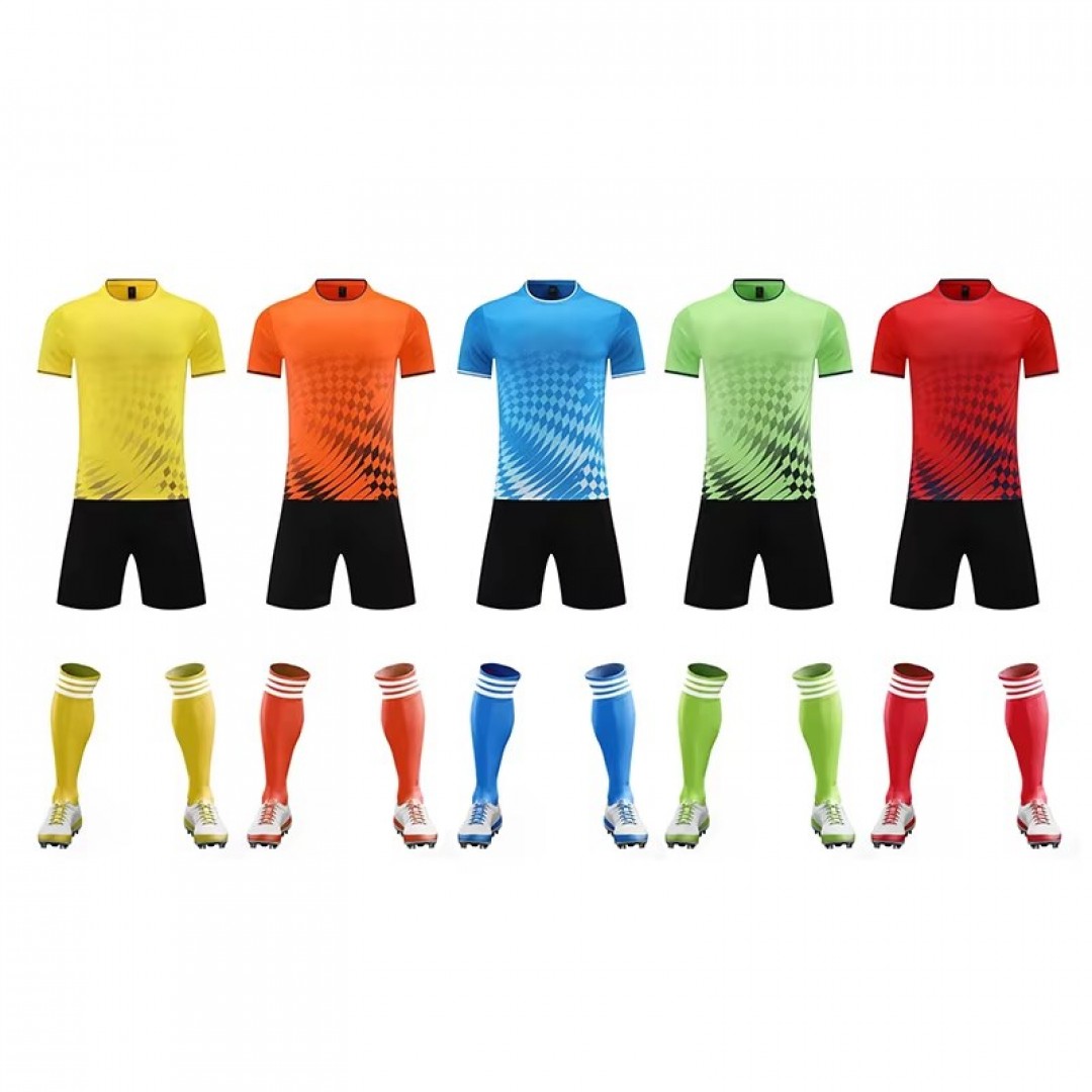 Adult Children's Football Uniform 5-Color Sportswear Team Logo Includes Orange Jersey OEM Service Breathable 100%