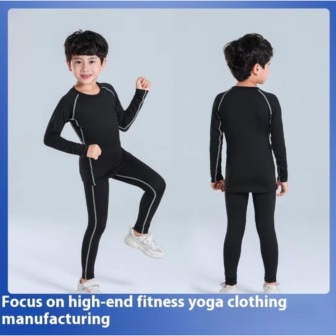 Quick-Drying High-Elastic Kids Sports Suit for Track Field Competition Training Student Physical Fitness