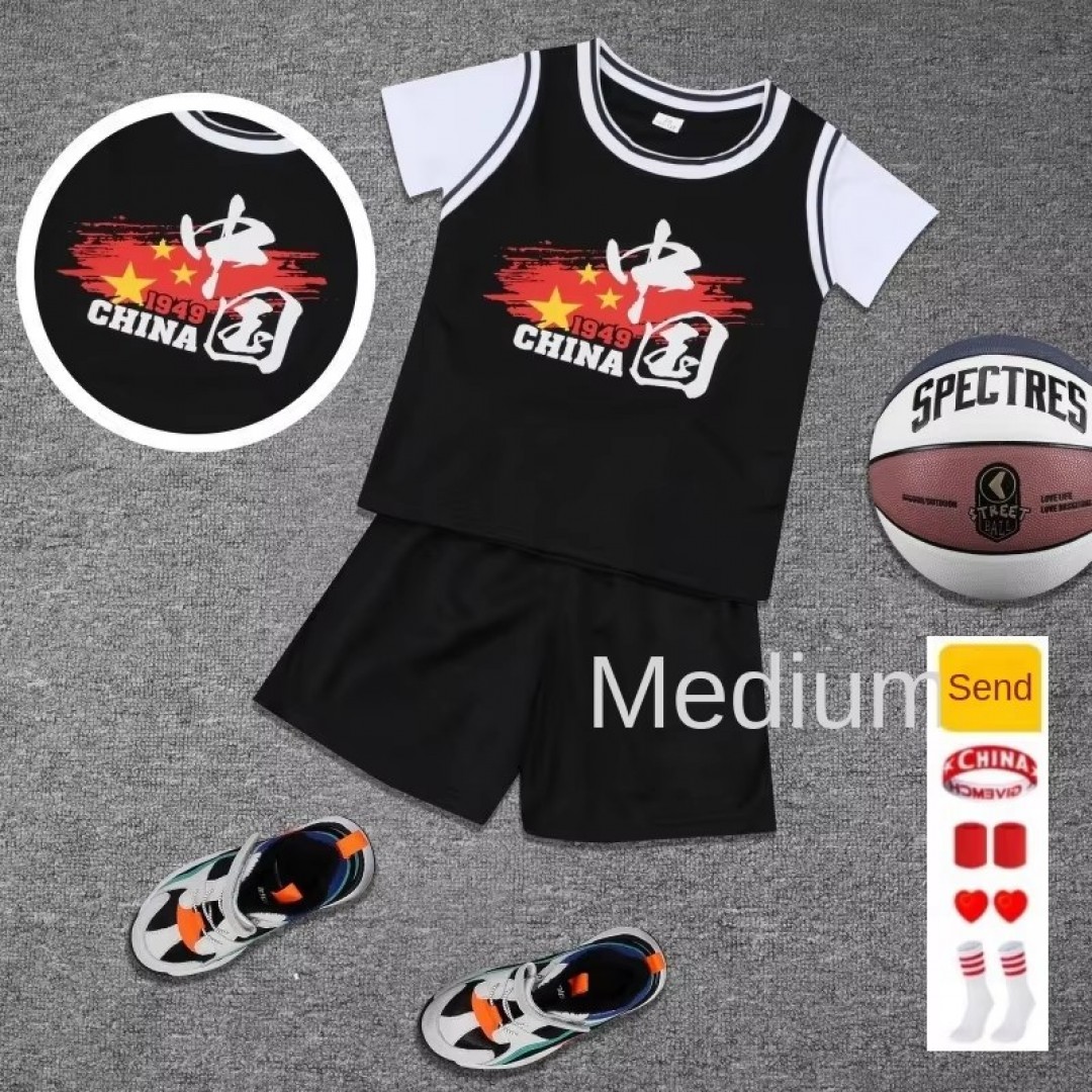 Unisex Children's Basketball Uniform Red Sportswear Jersey Boys Girls Kindergarten Primary School Performance Costume