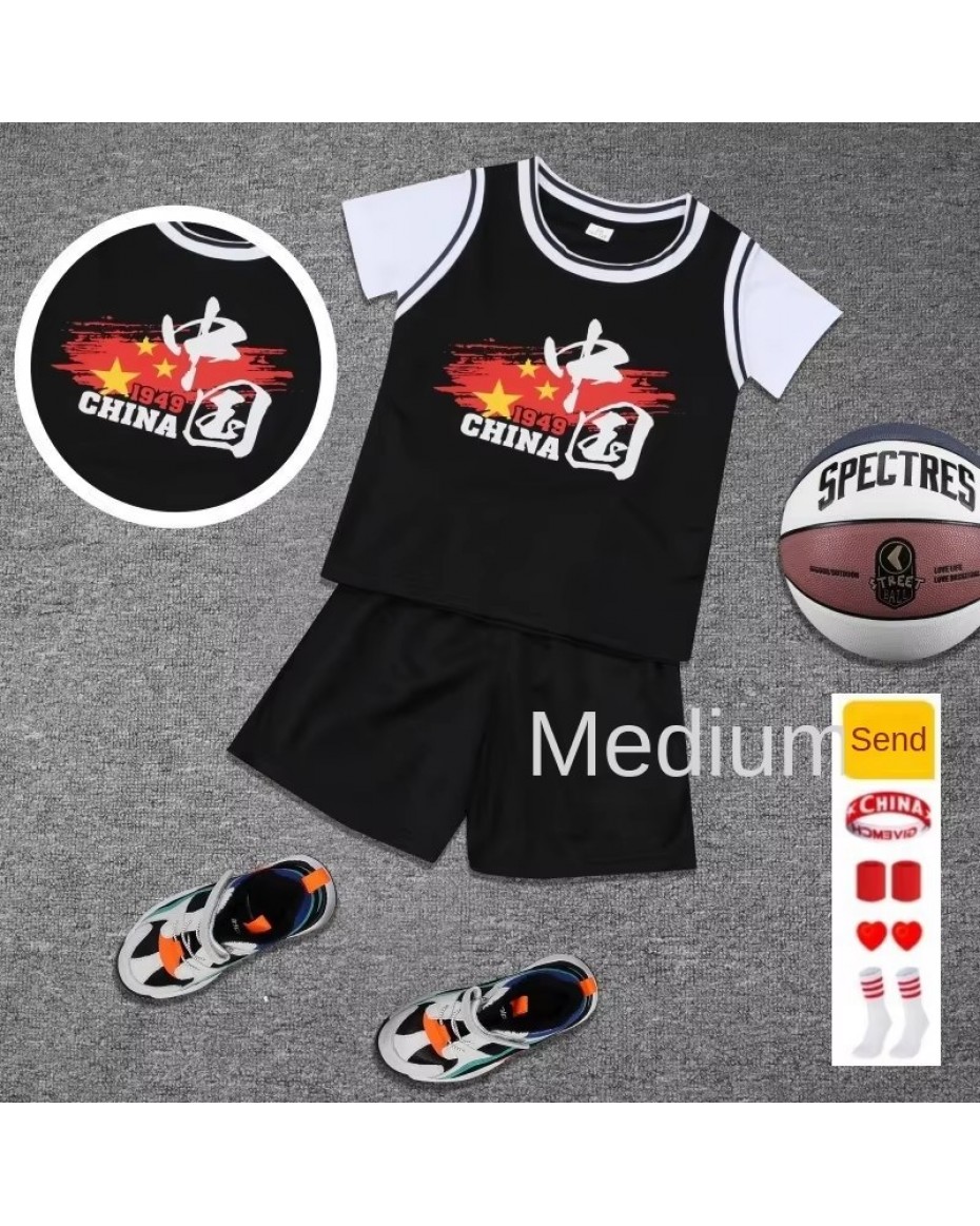 Unisex Children's Basketball Uniform Red Sportswear Jersey Boys Girls Kindergarten Primary School Performance Costume
