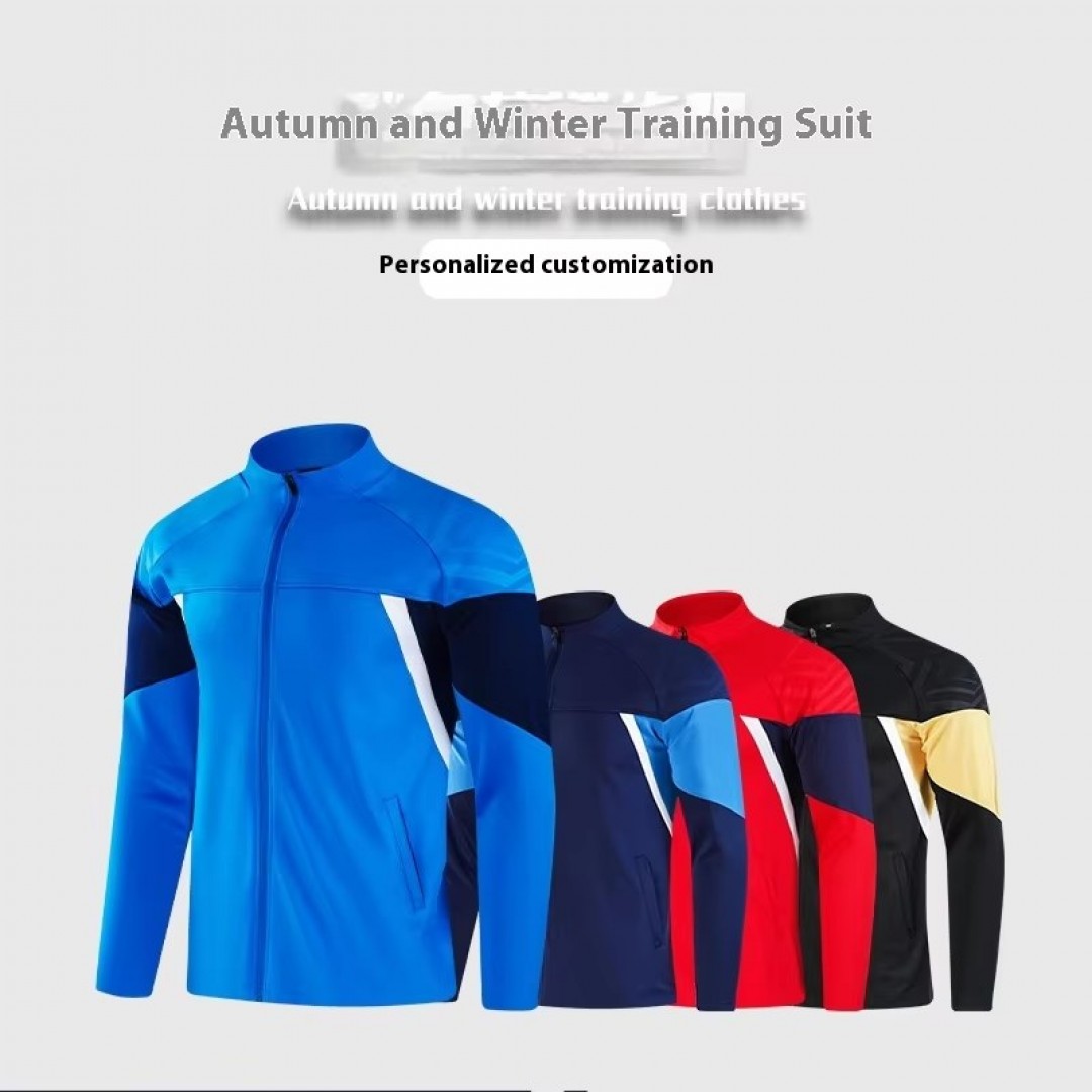 Men's and Children's Long-Sleeved Football Training Suit Autumn Winter Sportswear with Zipper Jacket Top Style Set