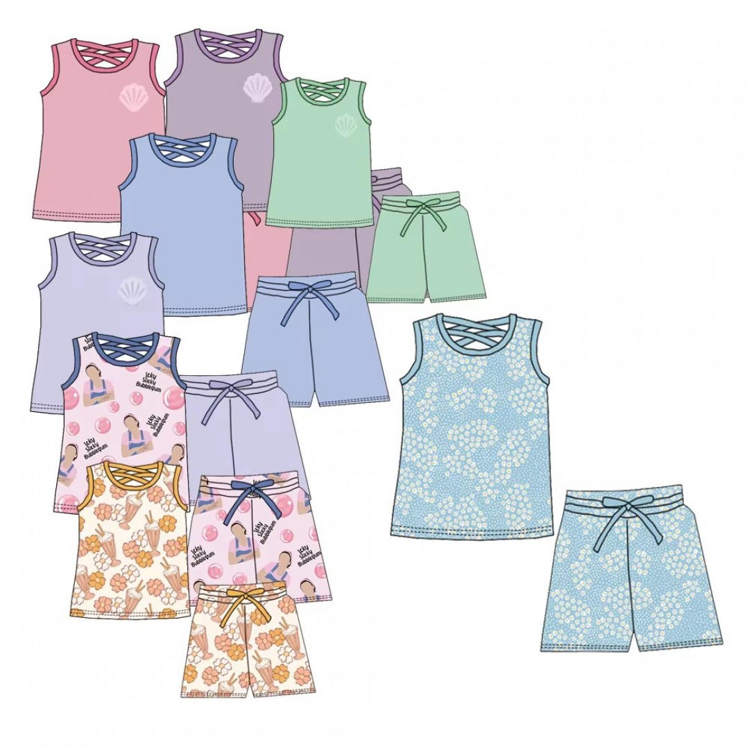 Newly Arrived Girls' Sports Sets, Fitness Yoga Training Sets, Solid-color Printed Design Children's Sets