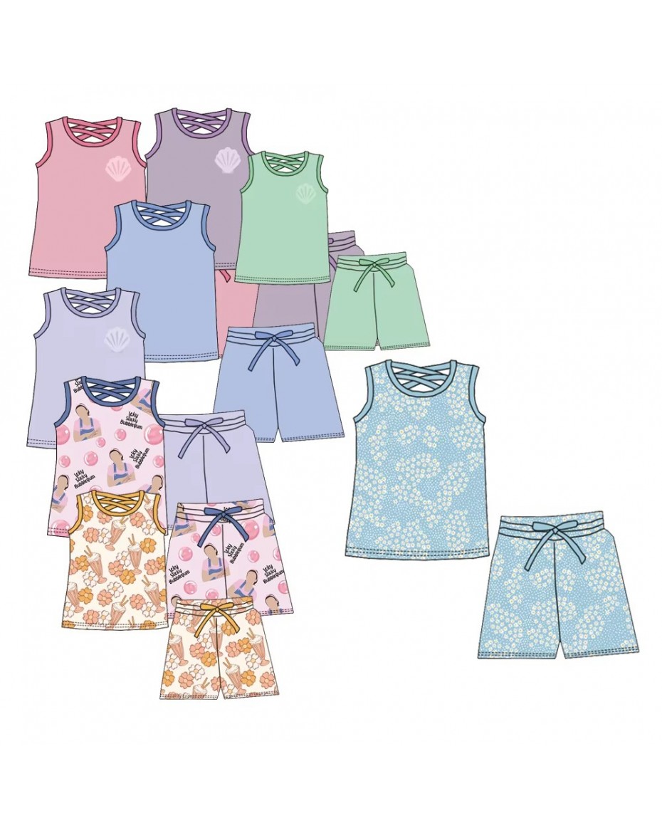 Newly Arrived Girls' Sports Sets, Fitness Yoga Training Sets, Solid-color Printed Design Children's Sets