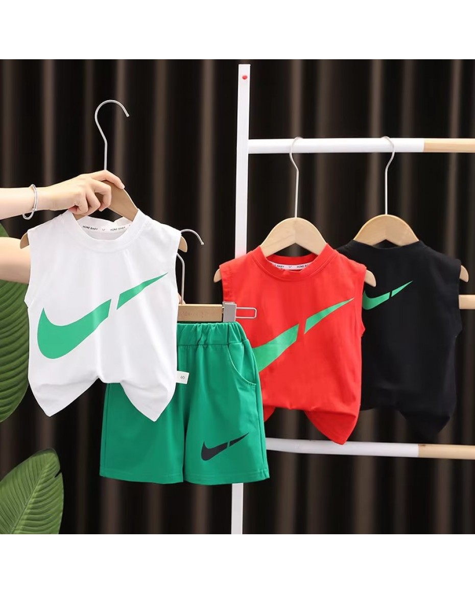 New Boy's Summer Thin Fashion Vest Set Sleeveless Top and Shorts for Toddler Sportswear for Children