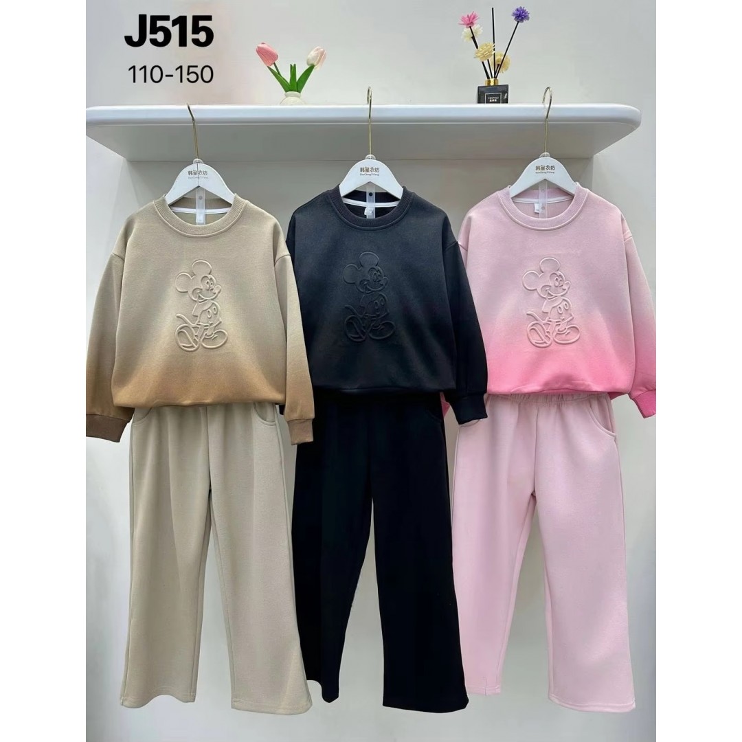 New Girls Hoodie Pants Set Long Sleeve Print Round Neck Casual Two-Piece Outfit Breathable Kids Sportswear