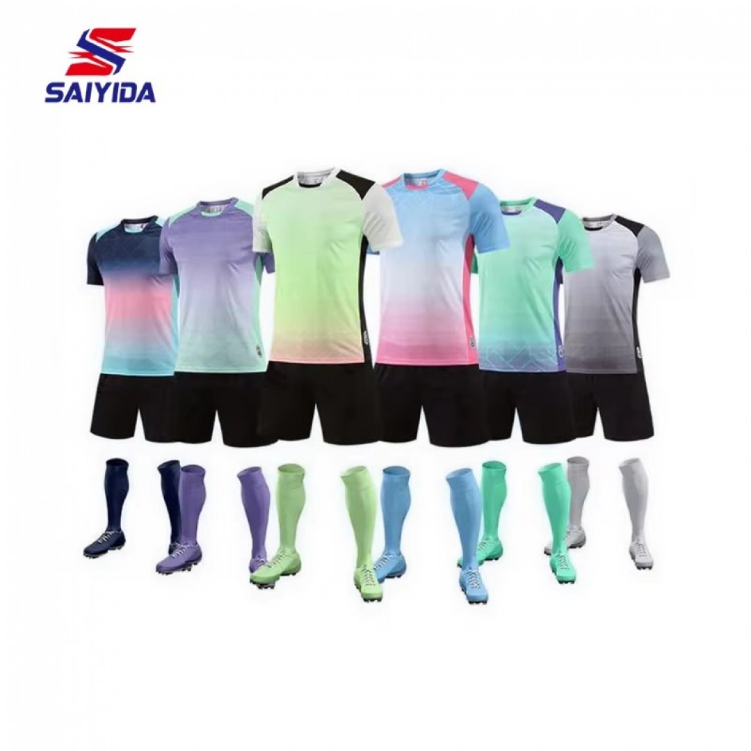 Gradient Color Soccer Wear Children's Football Training Jerseys Blank Uniform Sets Youth Football