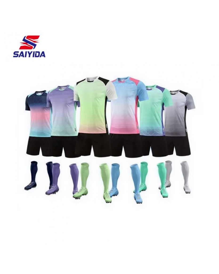 Gradient Color Soccer Wear Children's Football Training Jerseys Blank Uniform Sets Youth Football