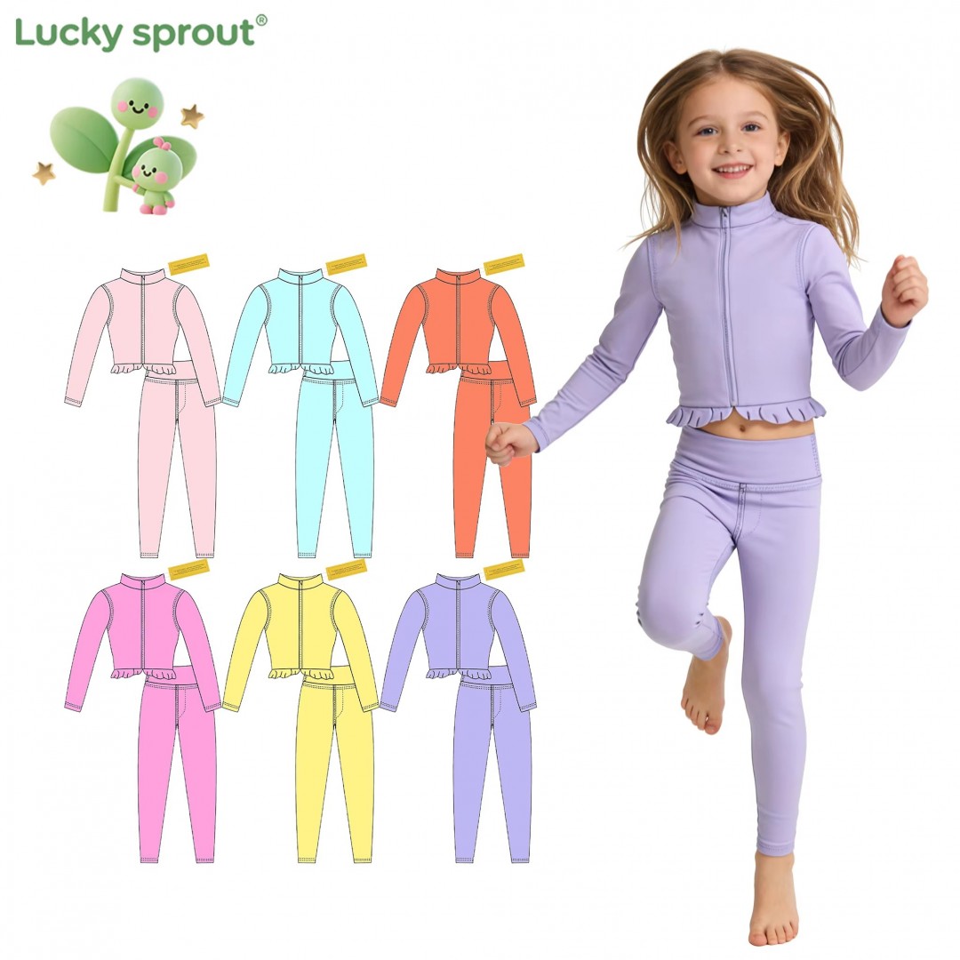 Breathable Nylon Spandex Children Fitness Running Clothes Set High End Girls Yoga Sportswear Fall Style Teen Workout