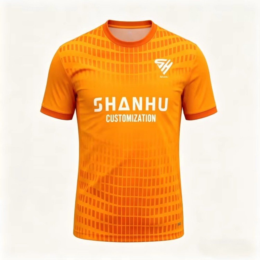Factory Direct Stylish Orange Soccer Jersey Quick Dry Athletic Football Shirt Logo Team Printed Soccer Wear