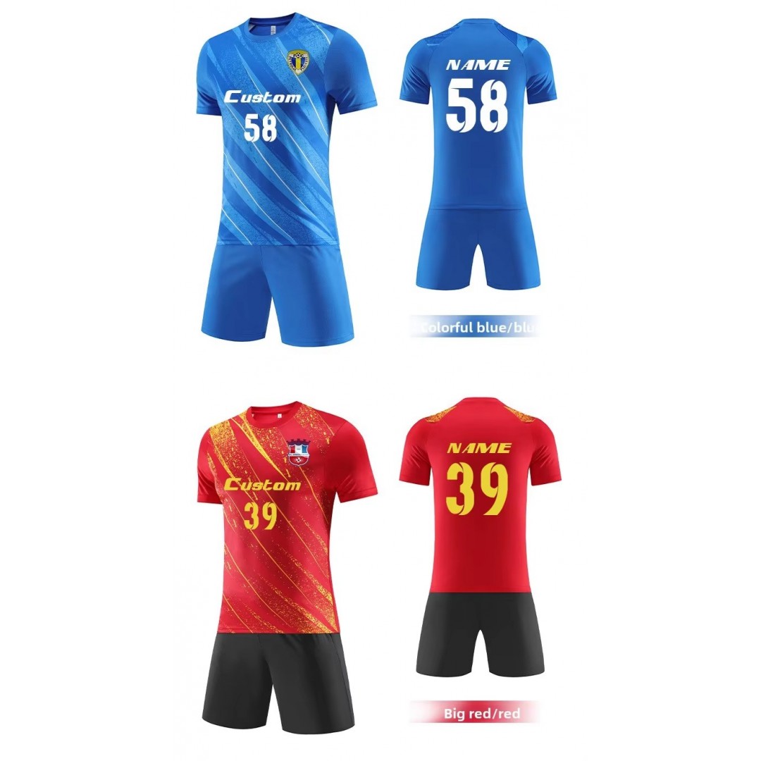 Quick-drying Sweat-absorbent Breathable Short Sleeve Striped Football Running Training Suit for Children Team Use Soccer Jersey 180-day lowest