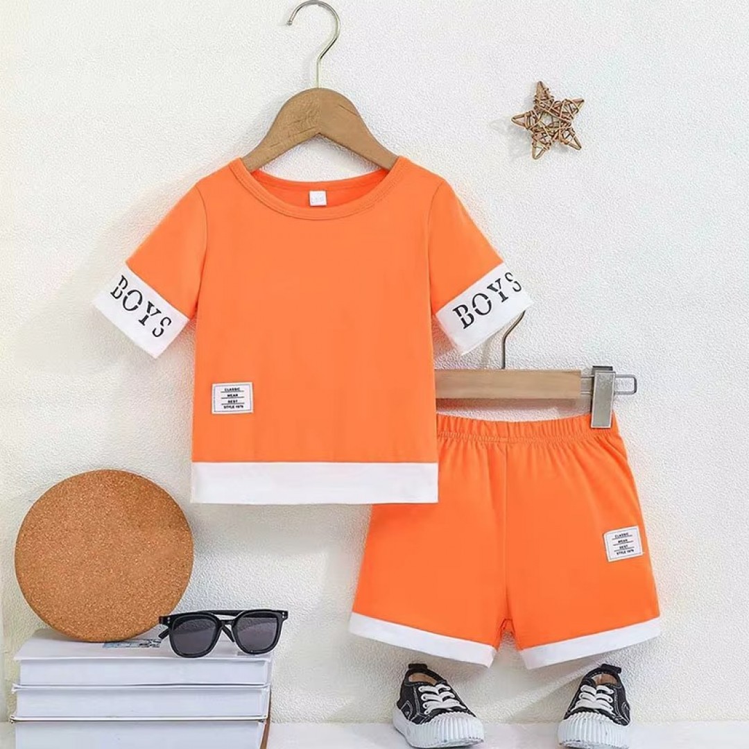 Toddler Boys Baby Girls Solid Casual Cotton Short Sleeve Shorts Sportswear Sports Two Piece Set Kids Children's Outfits