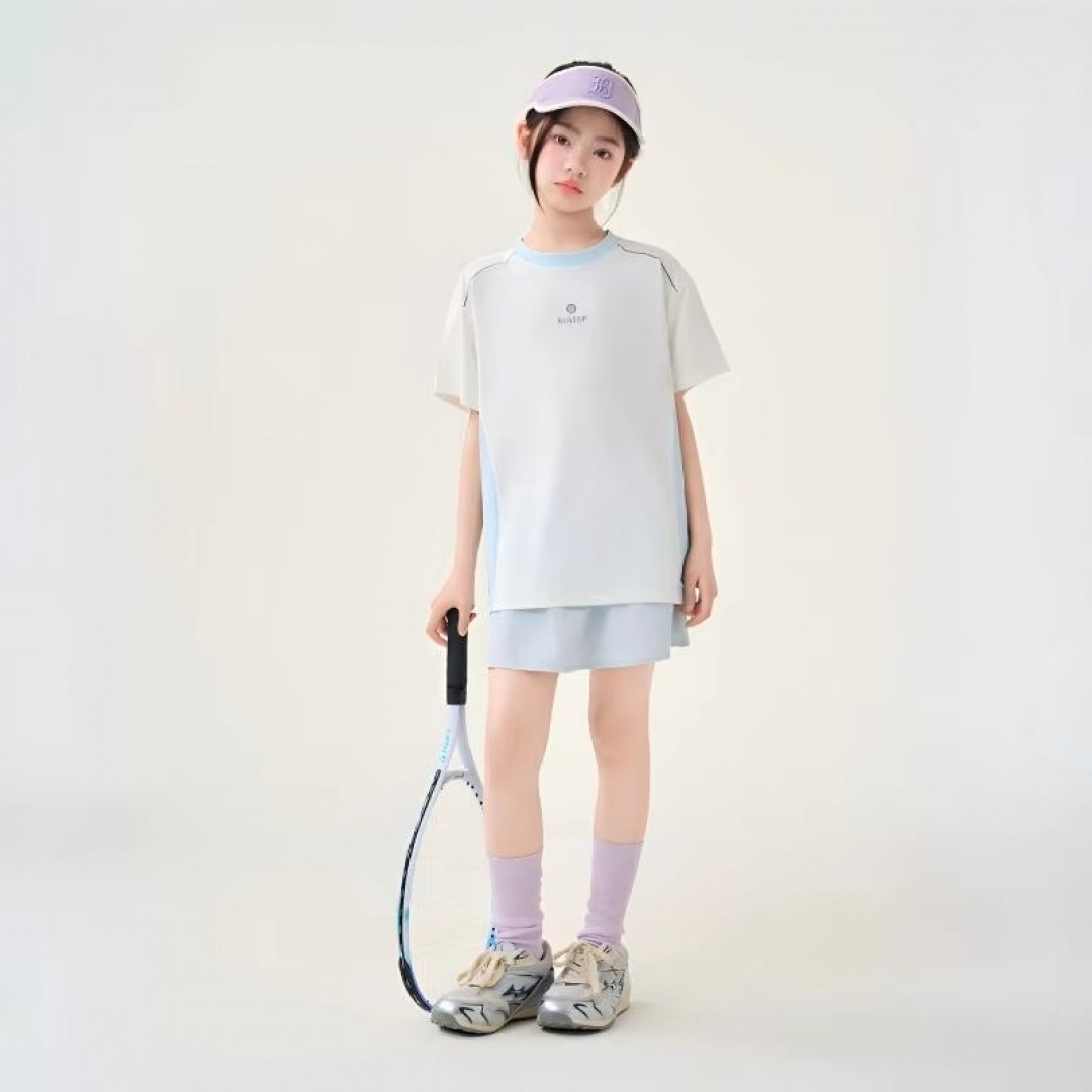 MZJ Quick-dry Children's Summer Sportswear Set Breathable Mesh Casual Style Cool Color Blocking Comfortable Sweat-wicking
