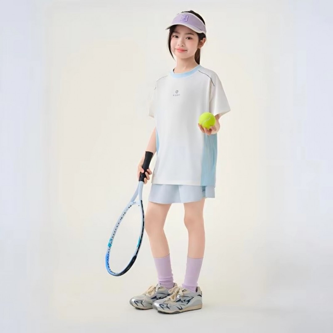 MZJ Quick-dry Children's Summer Sportswear Set Breathable Mesh Casual Style Cool Color Blocking Comfortable Sweat-wicking
