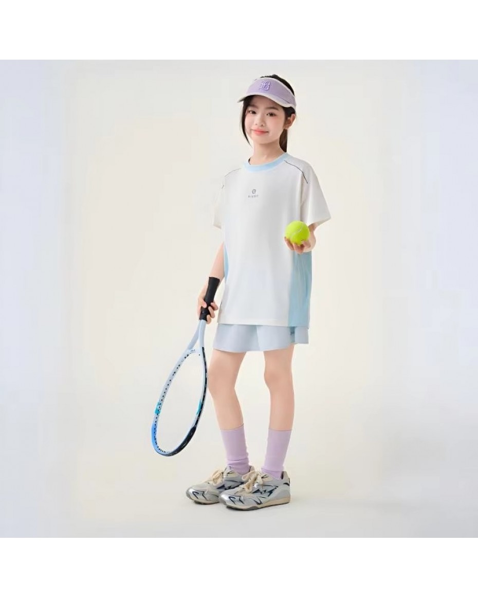 MZJ Quick-dry Children's Summer Sportswear Set Breathable Mesh Casual Style Cool Color Blocking Comfortable Sweat-wicking