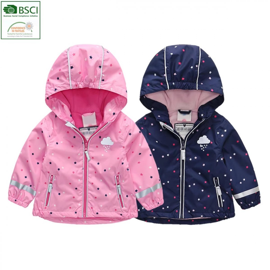 Children's Hoodie Zipper Polyester Raincoat Kids Designer Jacket Sportswear Hiking Clothing Outdoor Waterproof Rain Jacket