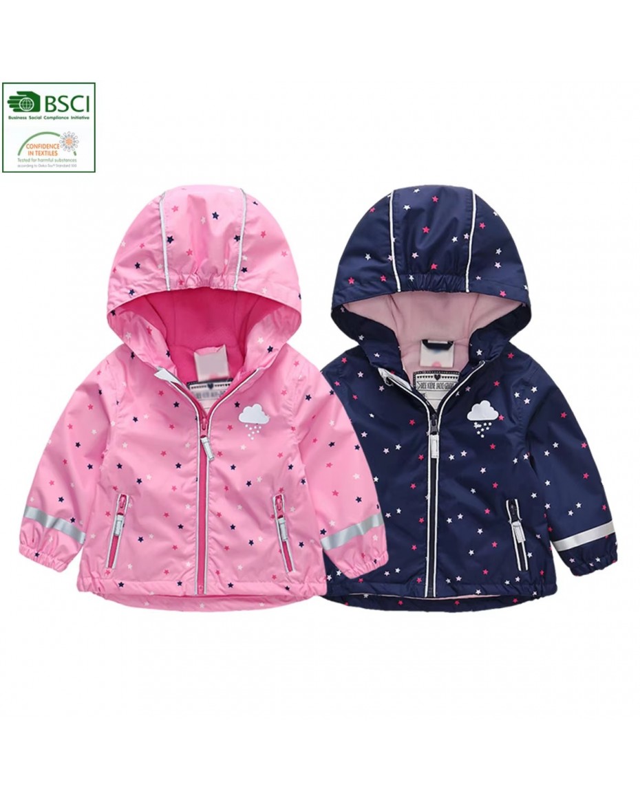 Children's Hoodie Zipper Polyester Raincoat Kids Designer Jacket Sportswear Hiking Clothing Outdoor Waterproof Rain Jacket